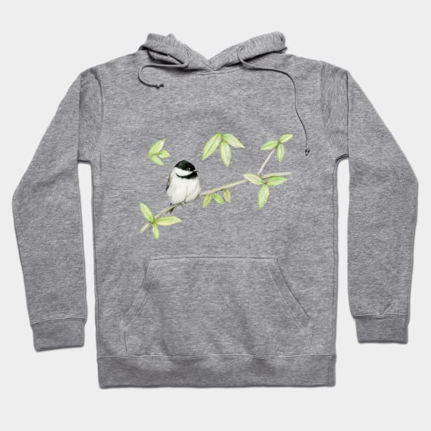 A pencil drawing of a Carolina chickadee Hoodie by Bwiselizzy